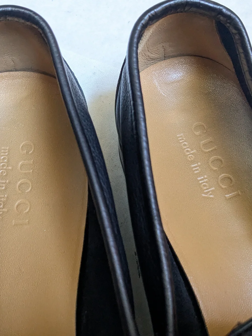 Gucci Black Pebbled Leather Horsebit Slip-On Loafers US 12